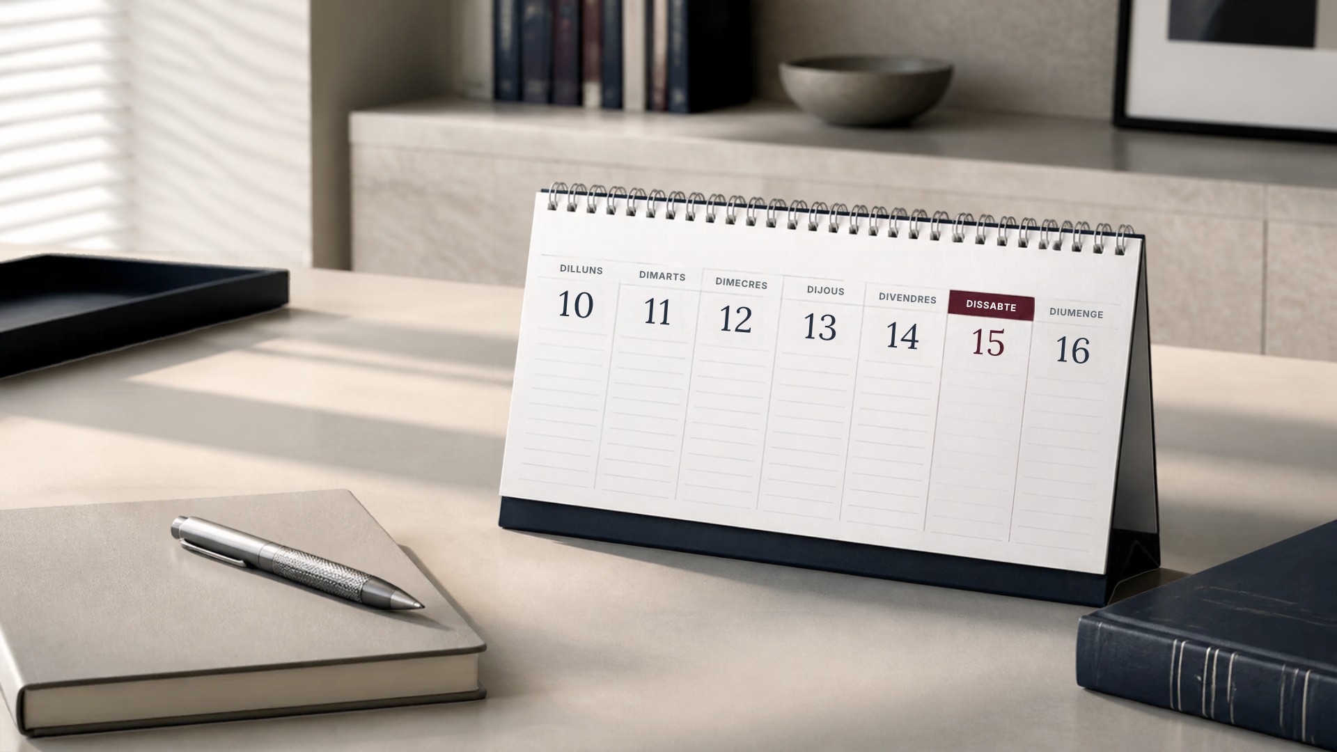 Calendari laboral sobre una taula d'oficina